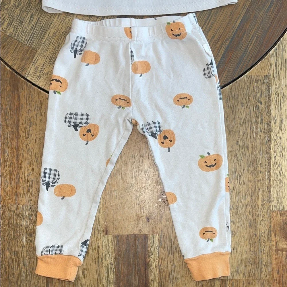 Rabbit And Bear Kids Pumpkin Pajama Set Orange White Fall‎ Halloween 24 Months